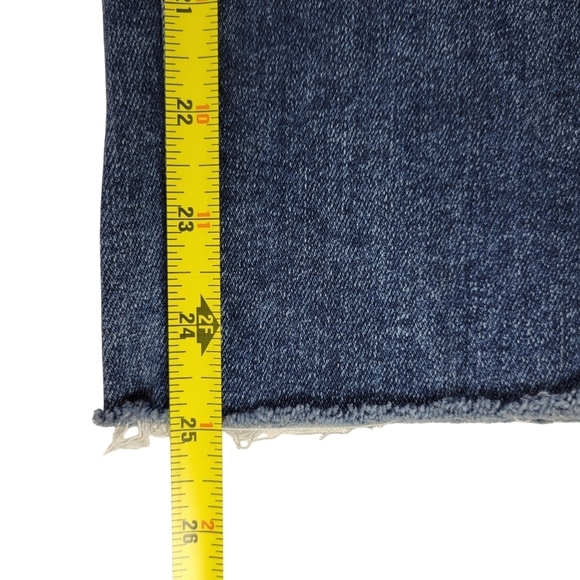 Hudson Jeans Size 31 34X25 Blue Nico Cropped Straight Leg Raw Frayed Hem Stretch - Picture 9 of 12